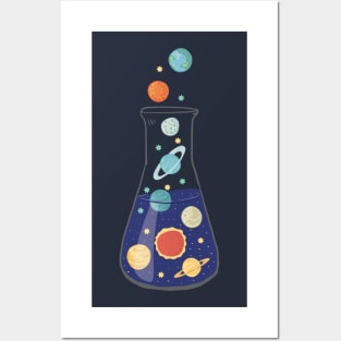 Space planets in erlenmeyer Posters and Art